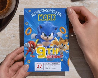 Sonic Birthday Invitation | Editable Kids Party Canva Template (Digital Download)