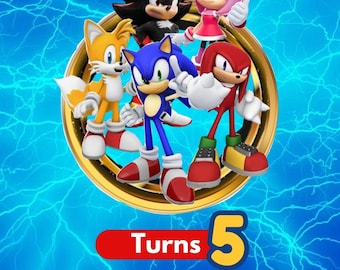 Sonic Birthday Invitation | Editable Template, Cake Topper (Digital Download)