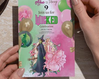 Wicked Birthday Invitation | Wizard Movie Theme, Editable Canva Template (Digital Download)