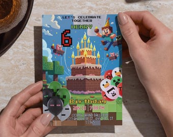 Minecraft Birthday Party Invitation|Minecraft invitation|Gaming Birthday Invitation |Mine Invite Template|Birthday Party|Pixel Theme Digital