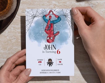 Spiderman Birthday Invitation | Editable Superhero Party Template (Canva Digital Download)