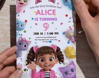 Gabby’s Dollhouse Birthday Invitation | Editable Canva Template | Kids Birthday Party Invite | Digital Download