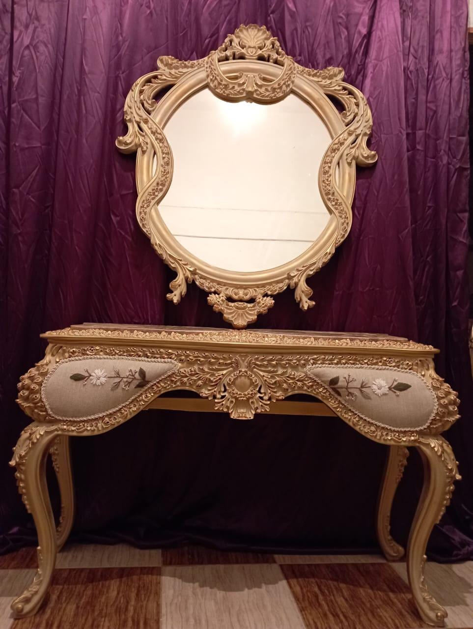 cagü Console romantique Florence argent antique design baroque 110 cm x 35 cm