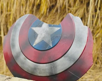 Damaged Captain America Shield, 22" Steel Replica, Handmade Prop  for christmas gift