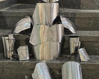 Mandalorian Silver Full Armor Suit | Wearable Steel Cosplay Medieval Fantasy Set Cosplay Costume Handmade Halloween / Christmas gift
