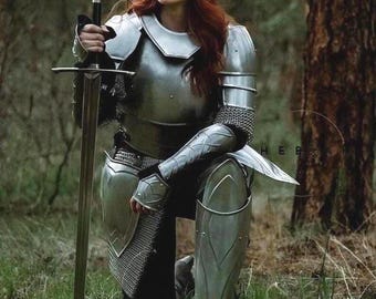 Handmade Women's Full Steel Knight Armor – Medieval Cosplay Costume