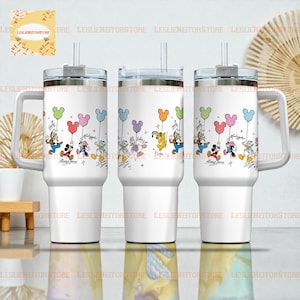 Mickey and Friends Tumbler 40oz, Disney Character Tumbler With Handle, Mickey Minnie Goofy Donald Daisy Pluto Cup
