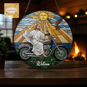 Personalized Jesus Christ Motorcycle Window Decoration for Motorcyclists, Cozy Decoration for Your Room