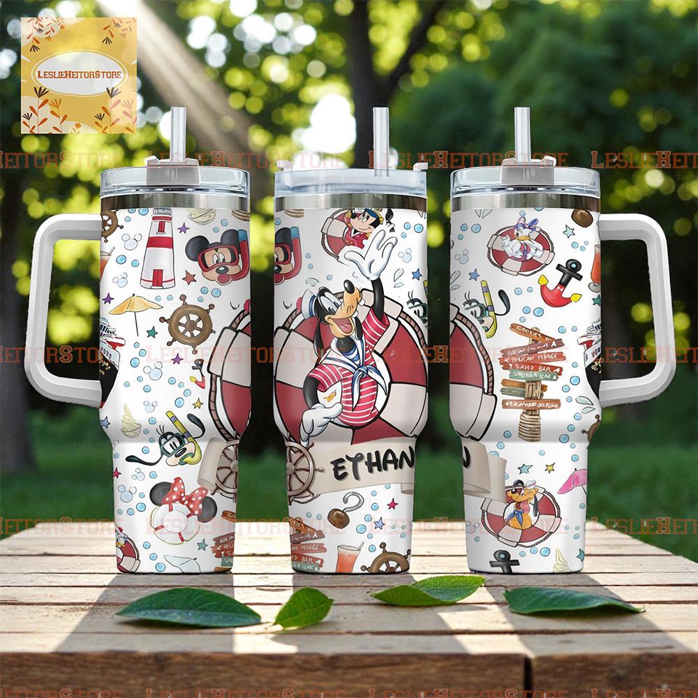 Discover Mickey & Friends Disney Cruise 2026 Tumbler 40oz Stainless Steel Travel Cup Vacation Gift