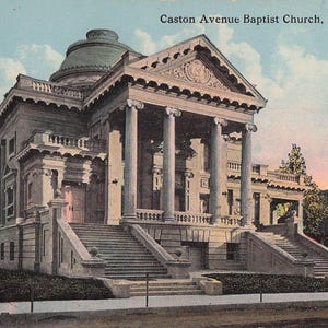Iglesia Bautista de Caston Avenue, Dallas, Texas, TX. Postal antigua de 1915. Edwin Paul.