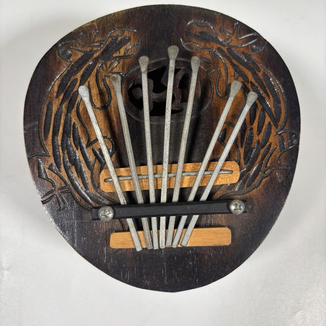 Handmade Coconut Shell Kalimba Thumb Piano Carved Lizard Folk ...