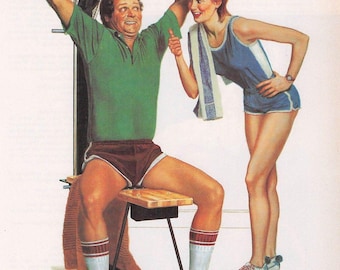 Vintage Soloflex Home Gym print advertentie fitness poster wanddecoratie cartoon grappige humor