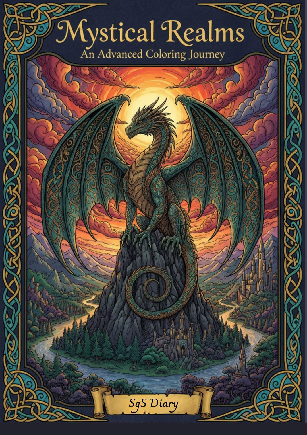 Digital Coloring Book: 20 Epic Fantasy Pages | Complex Mythological ...