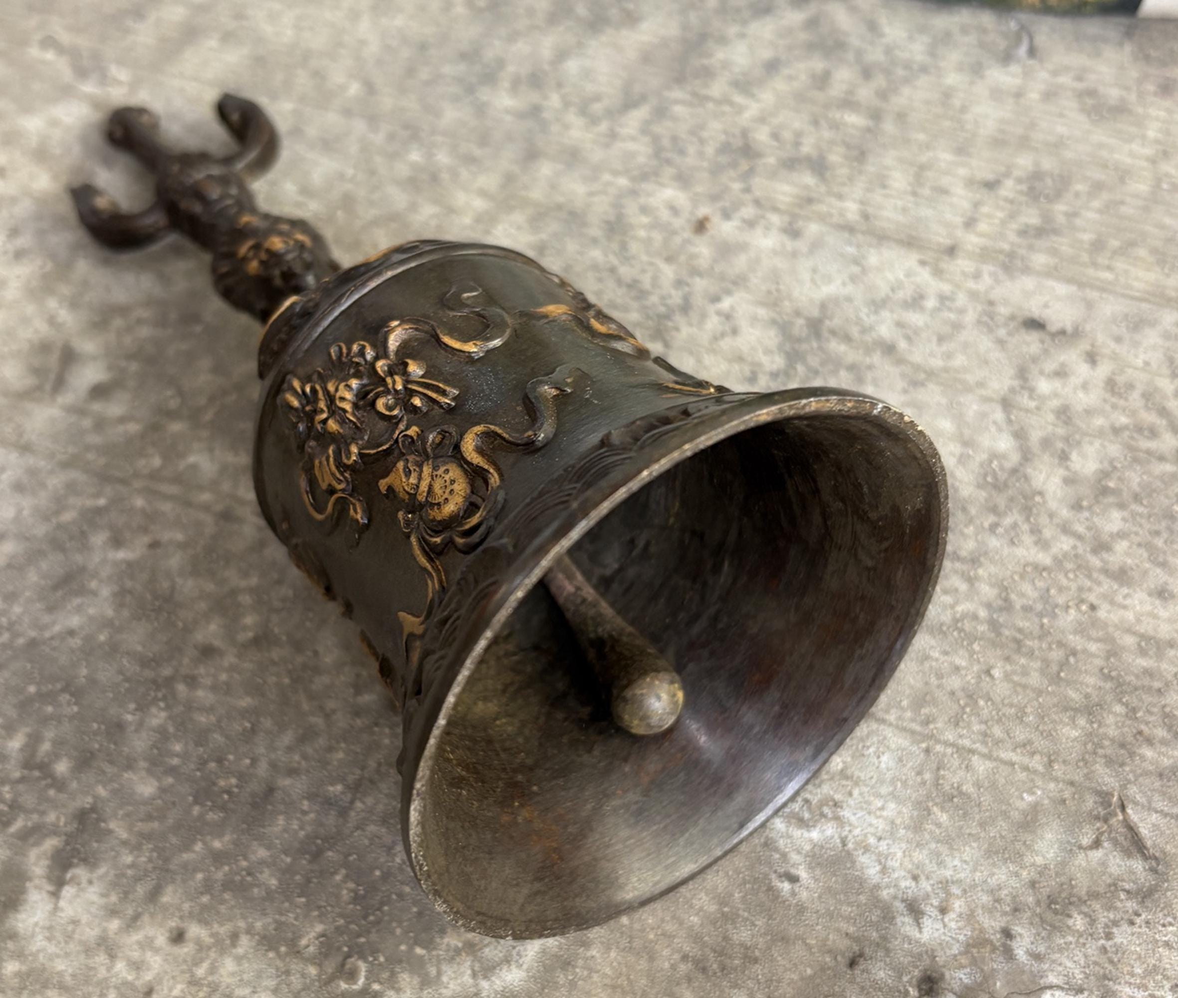 Vintage Bronze Carved Large Bell Statue - Etsy