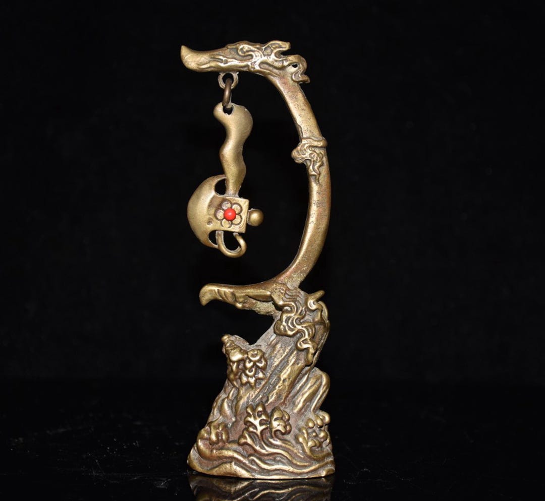 Vintage Brass Carved Jewel Axe Statue - Etsy