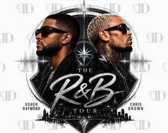 Usher Chris Brown The R&B Tour 2026 PNG JPG, Raymond and Brown Concert Bootleg Rap Tee Design, Hip Hop Graphic Digital Download