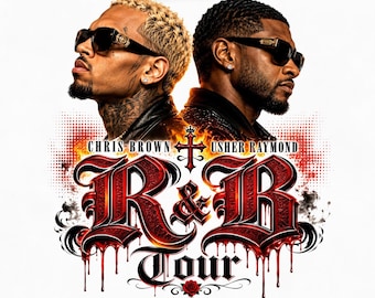 Chris Brown Usher Tour PNG R&B Concert Graphic Digital Download Red Hot Hip Hop Music Tee Design Sublimation Merch Rap Art.