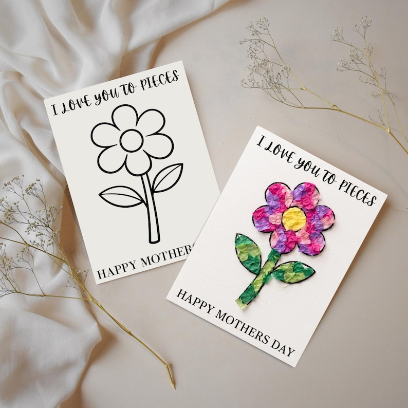 I Love You to Pieces Craft Printable, Mothers Day Activity Kids, Tissue ...