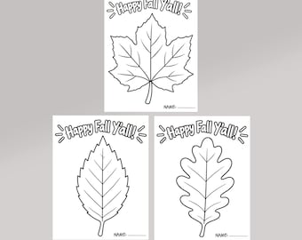 Fall Leaf Cut and Paste Craft for Kids, Happy Fall Printable, Autumn Leaf Activity, Preschool Kindergarten Scissor Practice PDF