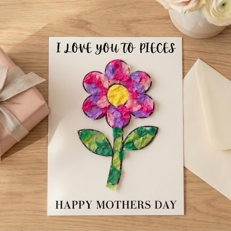 I Love You to Pieces Craft Printable, Mothers Day Activity Kids, Tissue ...