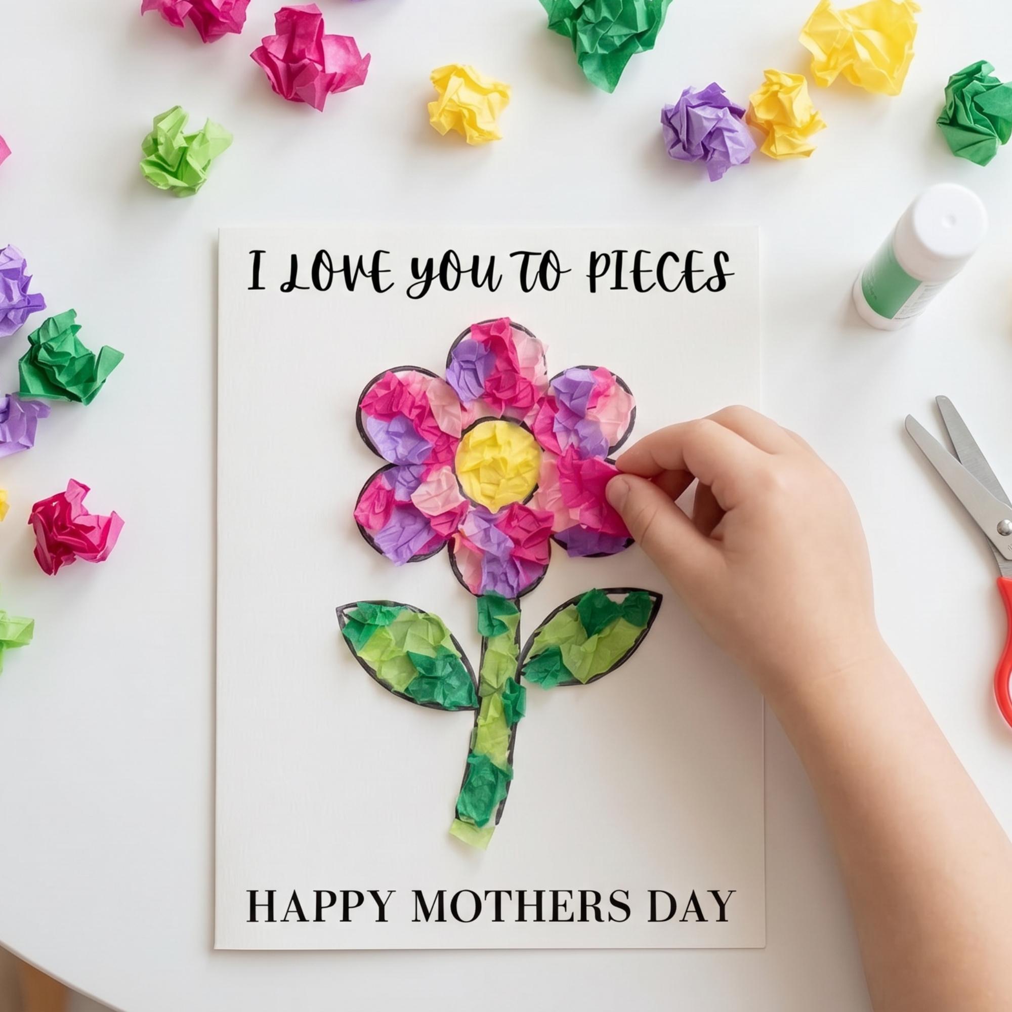 I Love You to Pieces Craft Printable, Mothers Day Activity Kids, Tissue ...