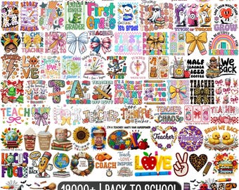 19,000+ Back to School PNG Bundle, Pre-K to 6th Grade SVG, First Day Teacher Designs