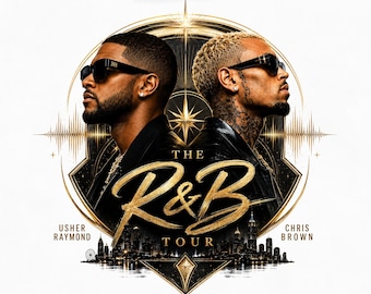 Usher Chris Brown The R and B Tour Gold PNG | Premium Music Concert Sublimation Design Digital Download for Fan Apparel, Instant download