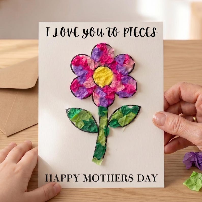 I Love You to Pieces Craft Printable, Mothers Day Activity Kids, Tissue ...