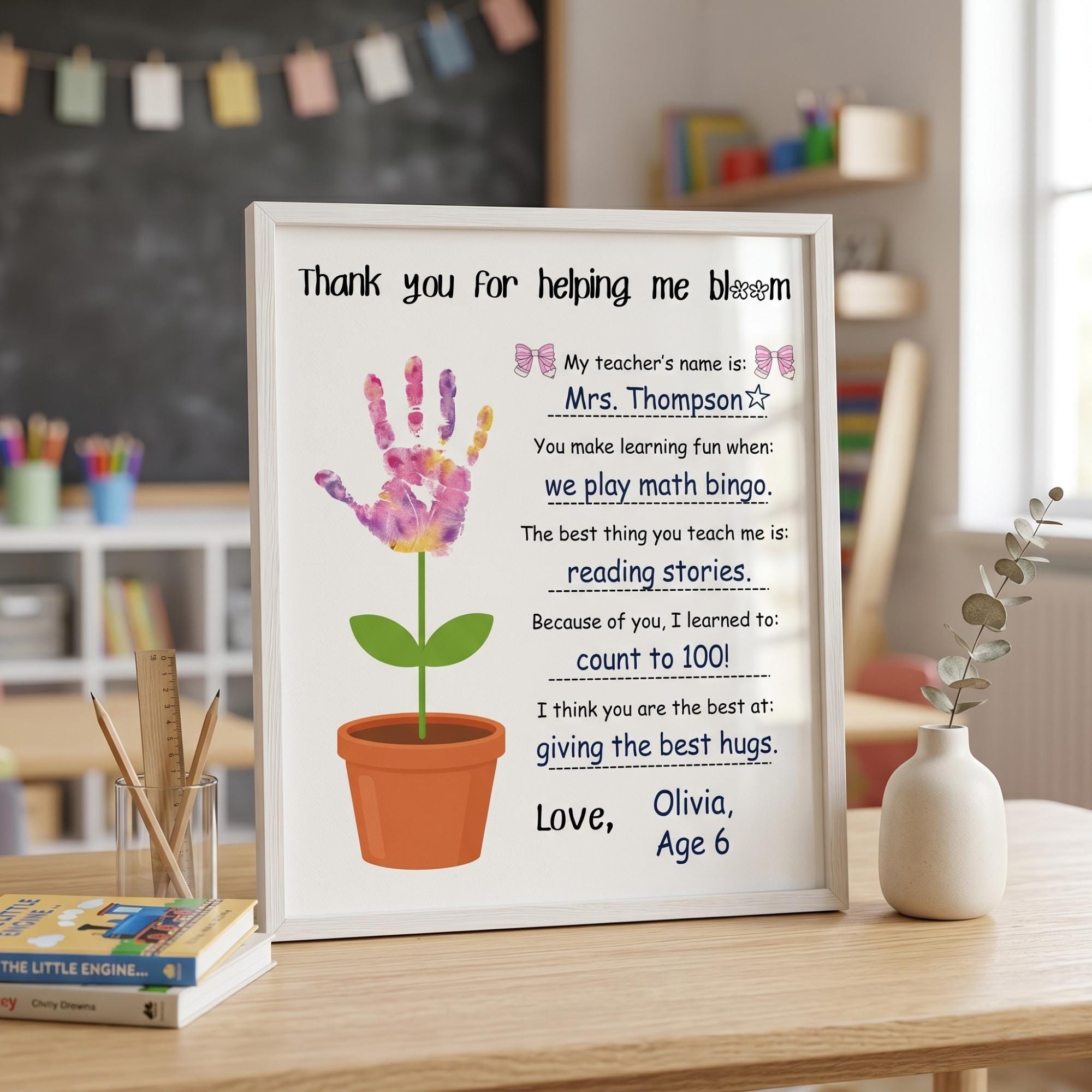 Teacher Appreciation Handprint Craft Printable, Thank You Teacher Gift ...