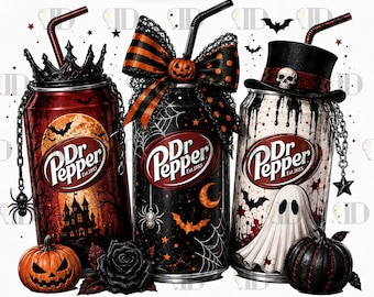 Halloween Soda Can PNG, Spooky Drink Sublimation, Coquette Pumpkin Ghost Design, Trendy Fall Shirt Digital Download