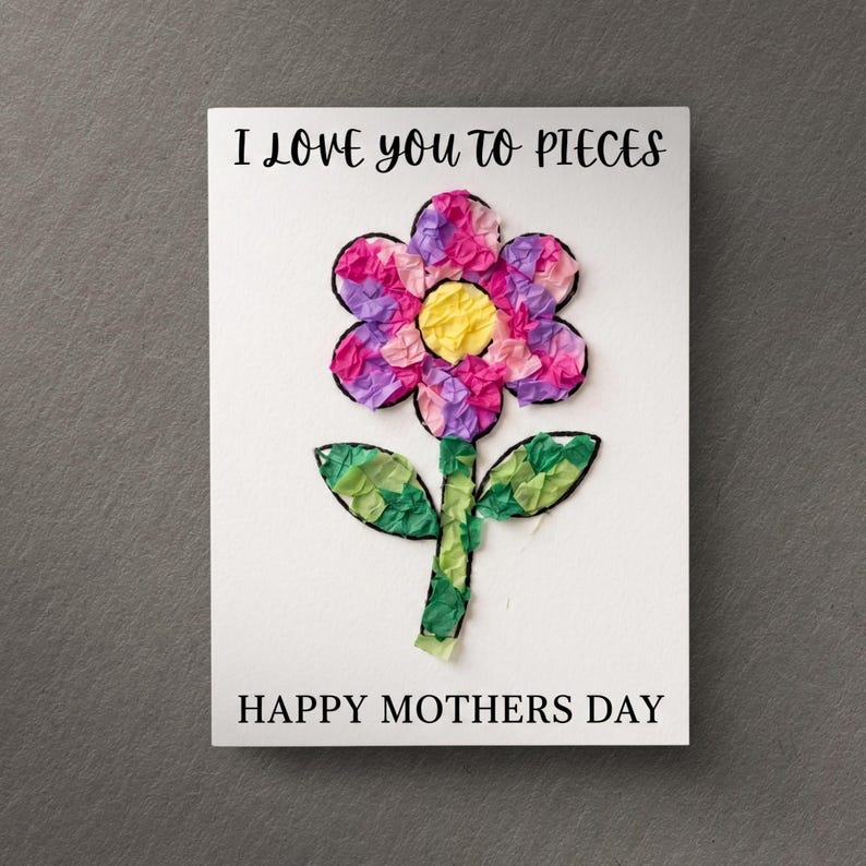 I Love You to Pieces Craft Printable, Mothers Day Activity Kids, Tissue ...