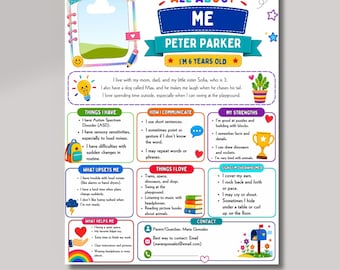All About My Child Editable Template | Special Needs Teacher Guide | Autism ADHD IEP Student Profile