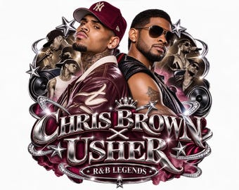 Chris Brown Usher PNG, R&B Legends Concert Shirt Design, Raymond Brown Music Sublimation, Retro Y2K RandB Digital Download