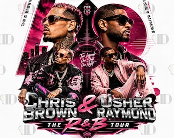 Chris Brown Usher Raymond R&B Tour 2026 PNG JPG, Pink Neon Vintage Concert Bootleg Design, Music Legends Sublimation Shirt File