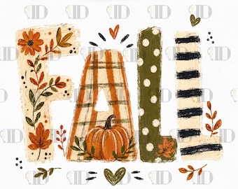 Fall PNG Design , Autumn Patchwork Sublimation Graphic, Floral Plaid Pumpkin Shirt File, Cozy Thanksgiving Digital Download