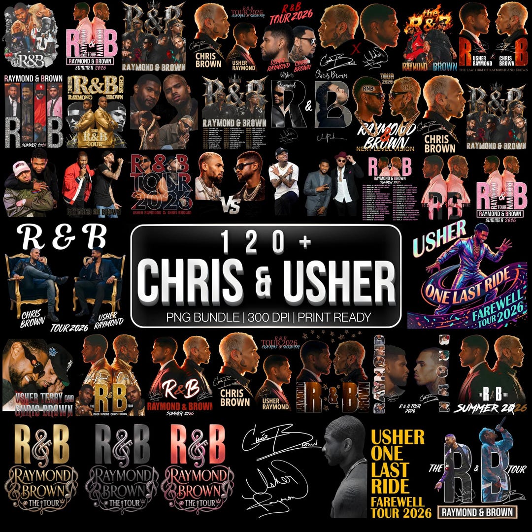 120+ Chris Brown and Usher R&B Tour 2026 PNG Bundle, Raymond and Brown Digital Prints, Con