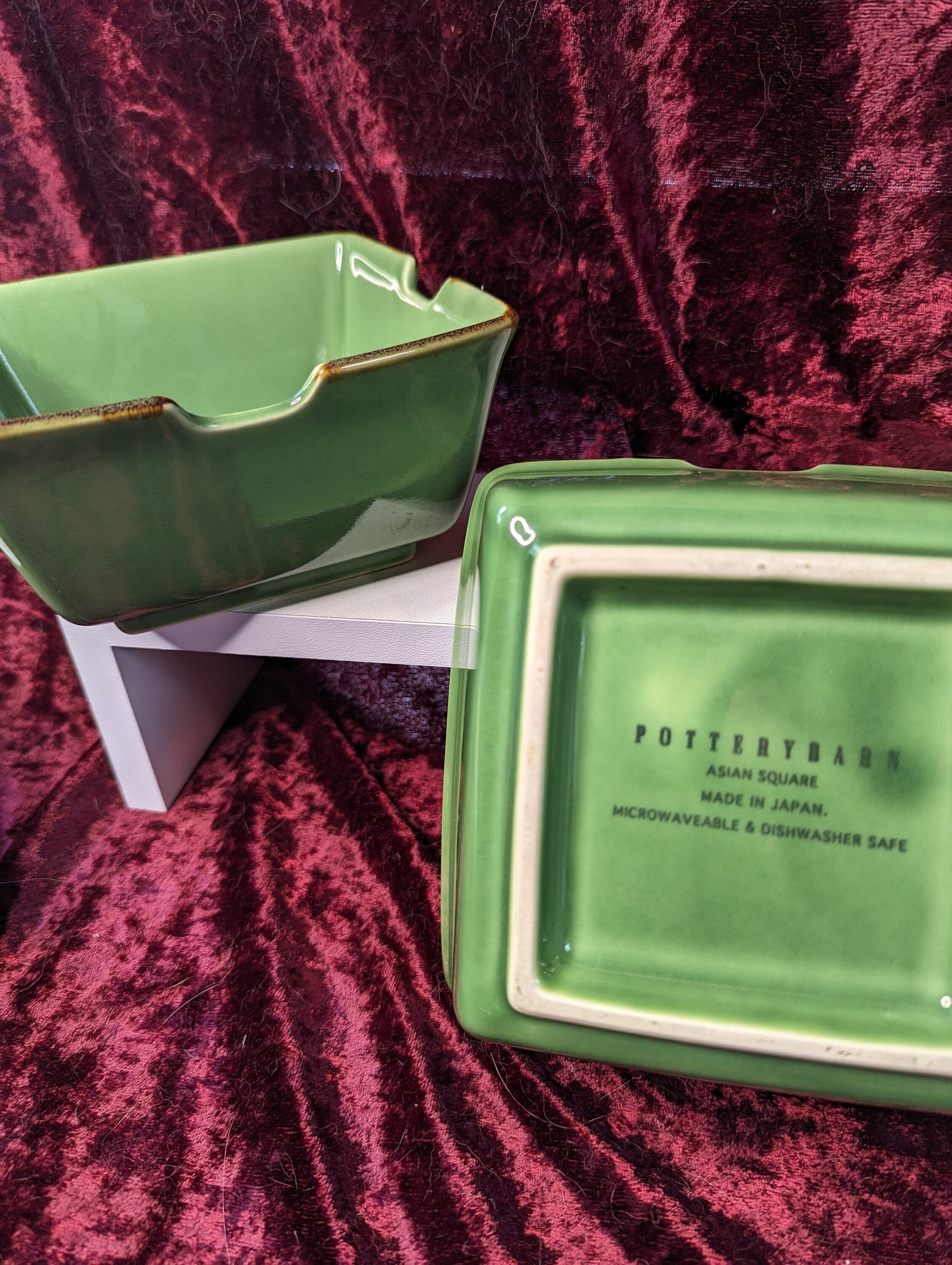 Bowls Set of 2 Pottery Barn Square Asian Green Etsy