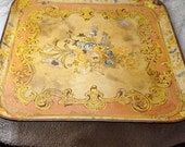 Toleware Tray, Floral motif, 1940s made in Japan