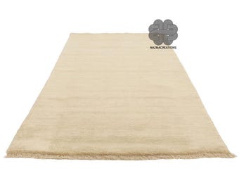 Crème handgeweven loper | Effen gebroken witte wollen gangloper | Minimalistisch neutraal tapijt | Aangepast formaat handgeweven vloerkleed | Gangloper