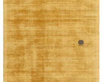 Mustard Yellow Wool Rug | Solid Hand-Loom Area Carpet | Modern Minimalist Decor | Living Room Bedroom Handmade Rug Golden Ochre Floor Carpet