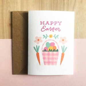 Frohe Ostern - Illustrierte Osterkorb Grußkarte
