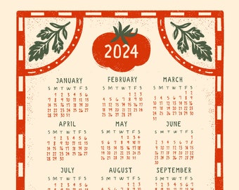 2024 Tomato Year Calendar At a Glance