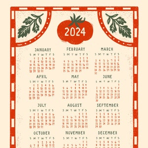 2024 Tomato Year Calendar At a Glance image 1
