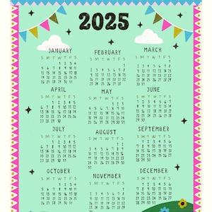 2025 Festive Year Calendar At a Glance
