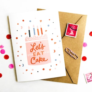 Let's Eat Cake Illustrated Birthday Card image 1