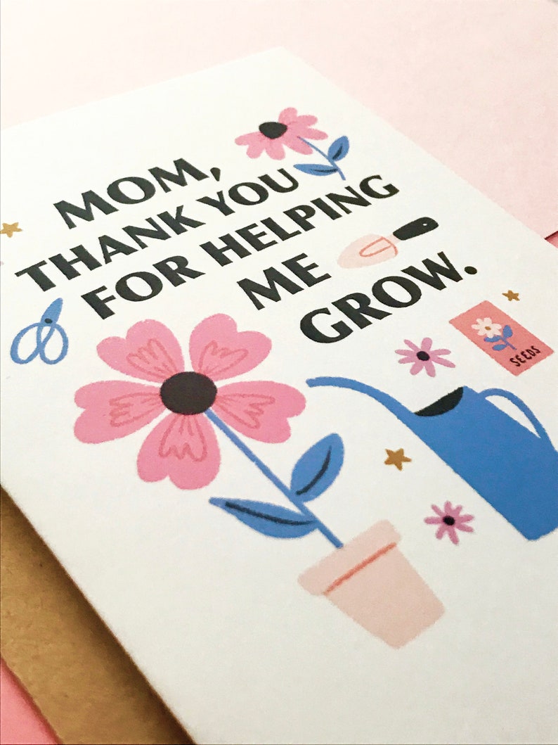 Mom Thank You For Helping Me Grow Card Mother's Day | Etsy