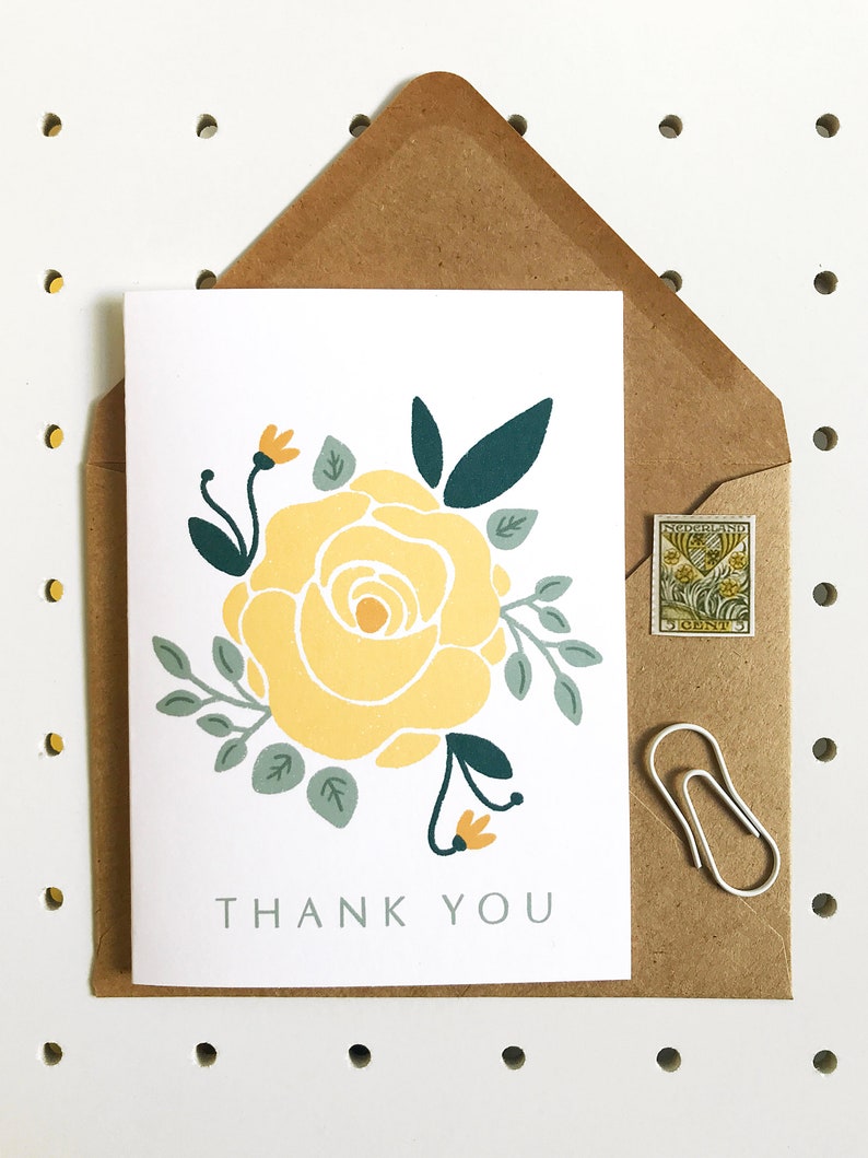 Thank You Card Yellow Rose image 3