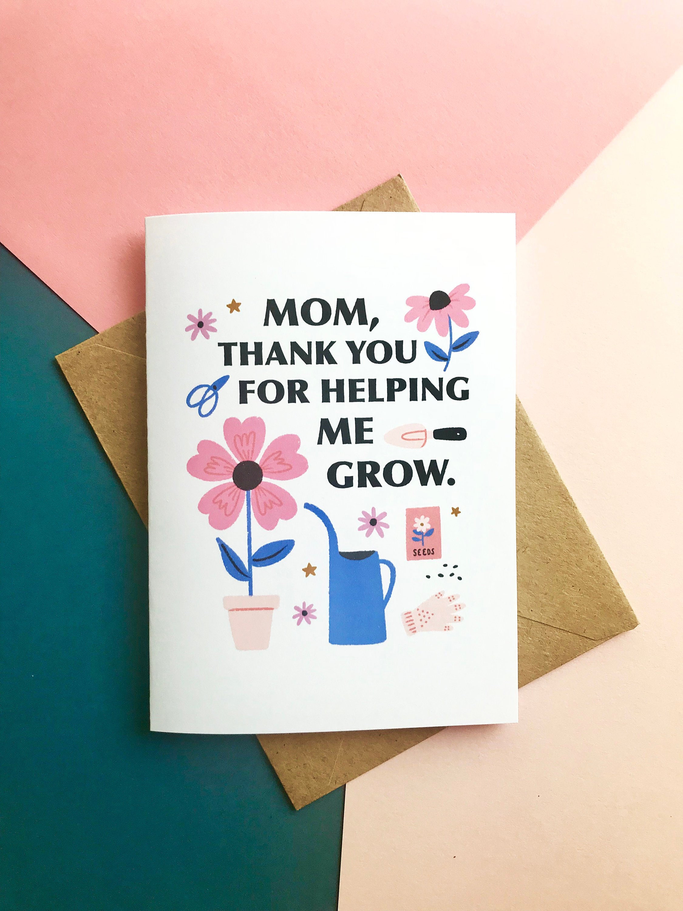 Mom Thank You for Helping Me Grow Card Mother's Day - Etsy Israel