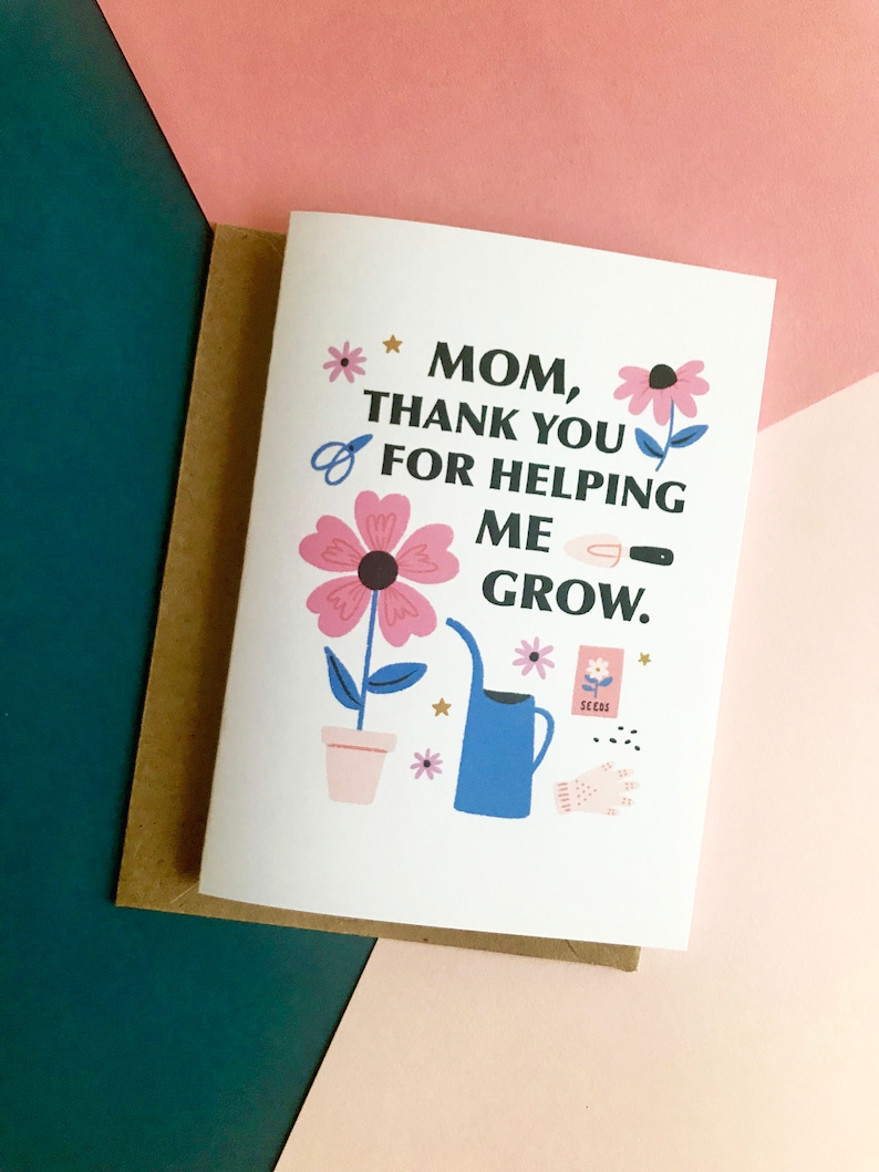 Mom Thank You For Helping Me Grow Card Mother's Day | Etsy