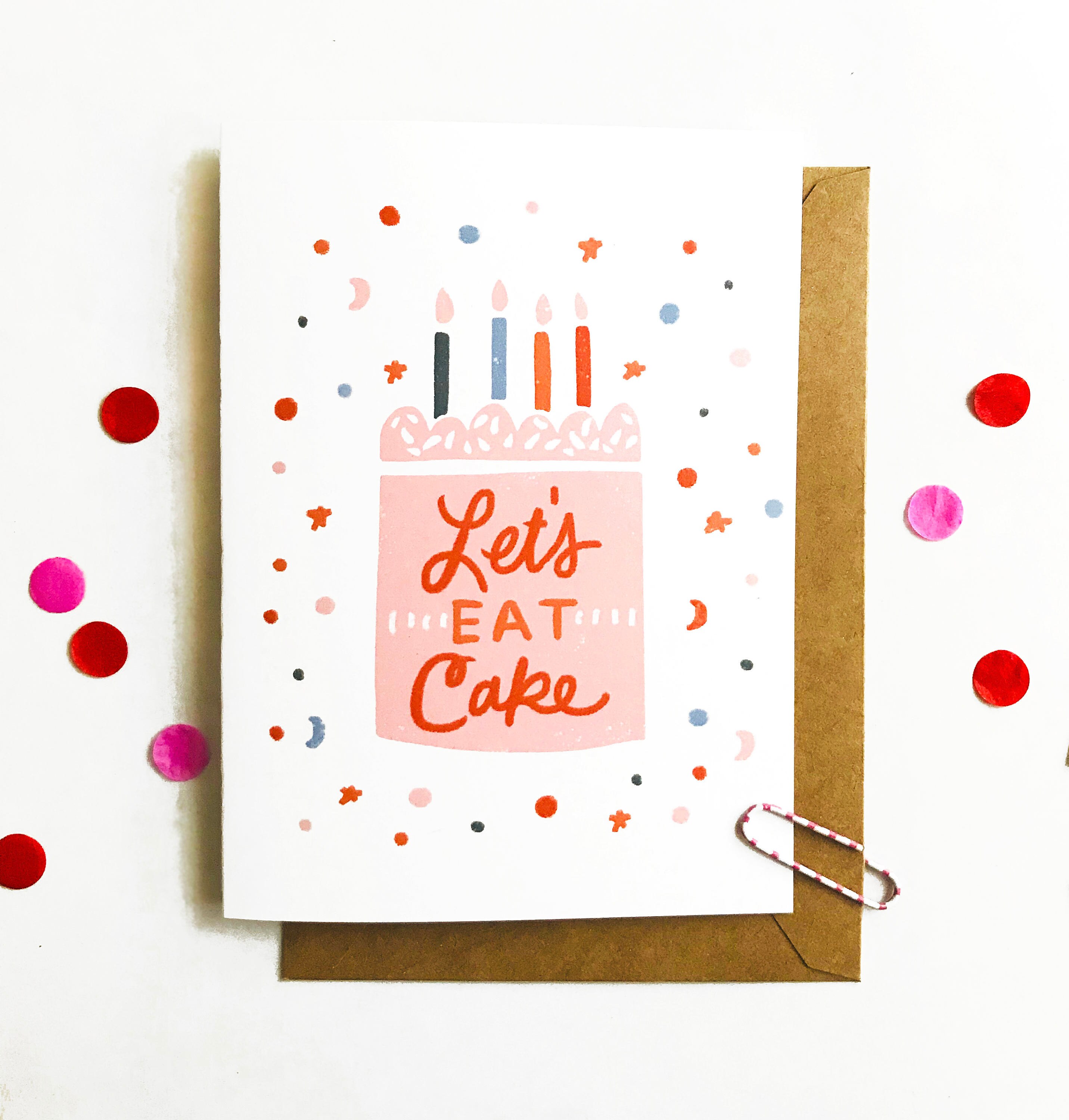 Let's Eat Cake Illustrated Birthday Card Etsy Canada